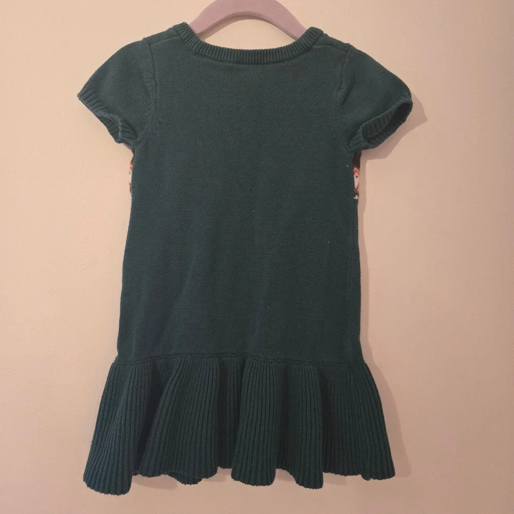 Gymboree Toddler Girls Fox Fair Isle Sweater Dress Green 100% Cotton 2T F2024